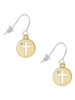 Gold Tone Cross Silhouette French Earrings