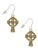 Large Gold Tone Celtic Cross French Earrings
