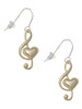 Large Gold Tone Clef with Heart French Earrings