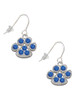 Large Paw with Blue Crystals French Earrings
