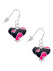 Hot Pink Large Cheetah Print Heart French Earrings
