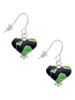 Lime Green Large Cheetah Print Heart French Earrings