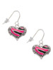 Hot Pink Tiger Print Heart French Earrings