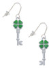 Translucent Green Lucky Four Leaf Clover Key French Earrings