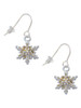 White Snowflake with Glitter and Clear AB Crystal French Earrings