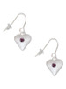 Large February - Purple Crystal Heart French Earrings