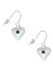 Large May - Green Crystal Heart French Earrings