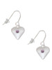 Large Light Purple Crystal Heart French Earrings