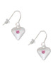 Large October - Hot Pink Crystal Heart French Earrings