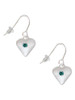Large December - Teal Crystal Heart French Earrings