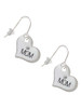 Large ''Mom'' Heart with Clear Crystal French Earrings