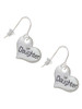 Large ''Daughter'' Heart with Clear Crystal French Earrings