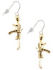 Gold Tone Rifle French Earrings