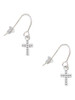 Small White Crystal Cross French Earrings