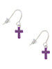 Small Purple Crystal Cross French Earrings