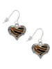 Two Tone Enamel Tiger Print Heart French Earrings