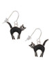 Black Standing Cat French Earrings