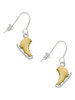 3-D Gold Tone Ice Skate French Earrings
