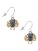 3-D Textured Spider with Gold Tone Legs French Earrings