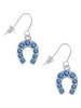 Blue Crystal Horseshoe French Earrings