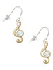 Medium Gold Tone Clef with Crystal French Earrings