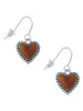 Translucent Brown Heart with Beaded Border French Earrings