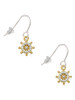 Gold Tone Mini Crystal Ship Wheel French Earrings