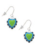 Lime Green & Hot Blue Heart with Black Ruffles French Earrings