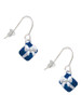 Small 3-D Blue Present Box with Bow French Earrings