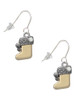 3-D Gold Tone Stocking with Fur and Clear Crystal French Earrings
