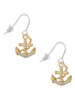 Gold Tone Clear Crystal Anchor French Earrings