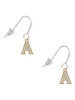 Gold Tone Small Crystal Initial - A - French Earrings