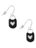 Black Enamel Lock with Clear Crystals French Earrings