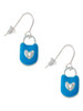 Hot Blue Enamel Lock with Clear Crystals French Earrings