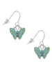 Lime Green & Blue Butterfly French Earrings