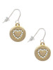 Gold Tone Disc with Crystal Heart French Earrings