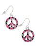 Large Hot Pink Cheetah Print Peace Sign French Earrings