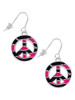 Large Hot Pink Tiger Print Peace Sign French Earrings
