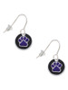 Purple Paw on Black Disc French Earrings