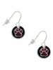 Maroon Paw on Black Disc French Earrings