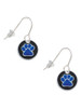 Navy Blue Paw on Black Disc French Earrings