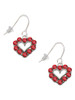Open Heart with Red Crystal Border French Earrings