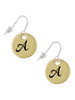 Large Gold Tone Disc Letter - A - 3/4'' French Earrings