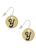 Large Gold Tone Disc Letter - Y - 3/4'' French Earrings