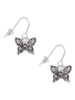 Small Antiqued Crystal Butterfly French Earrings