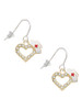 Small Gold Tone Crystal Heart with Nurse Hat French Earrings