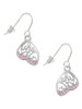 Open Pink Crystal Butterfly Wing French Earrings