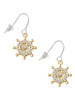 Gold Tone Crystal Ship Wheel French Earrings