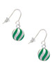 3-D Green and Striped Ornament French Earrings
