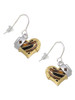 Brown Tiger Print Heart with Nurse Hat French Earrings